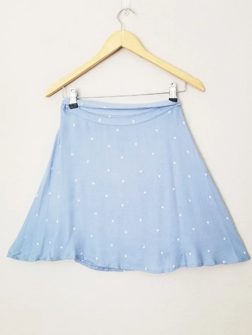 NEW Volcom Light Blue April March Mini Wrap Skirt M Logo Dots Beach Coverup $45